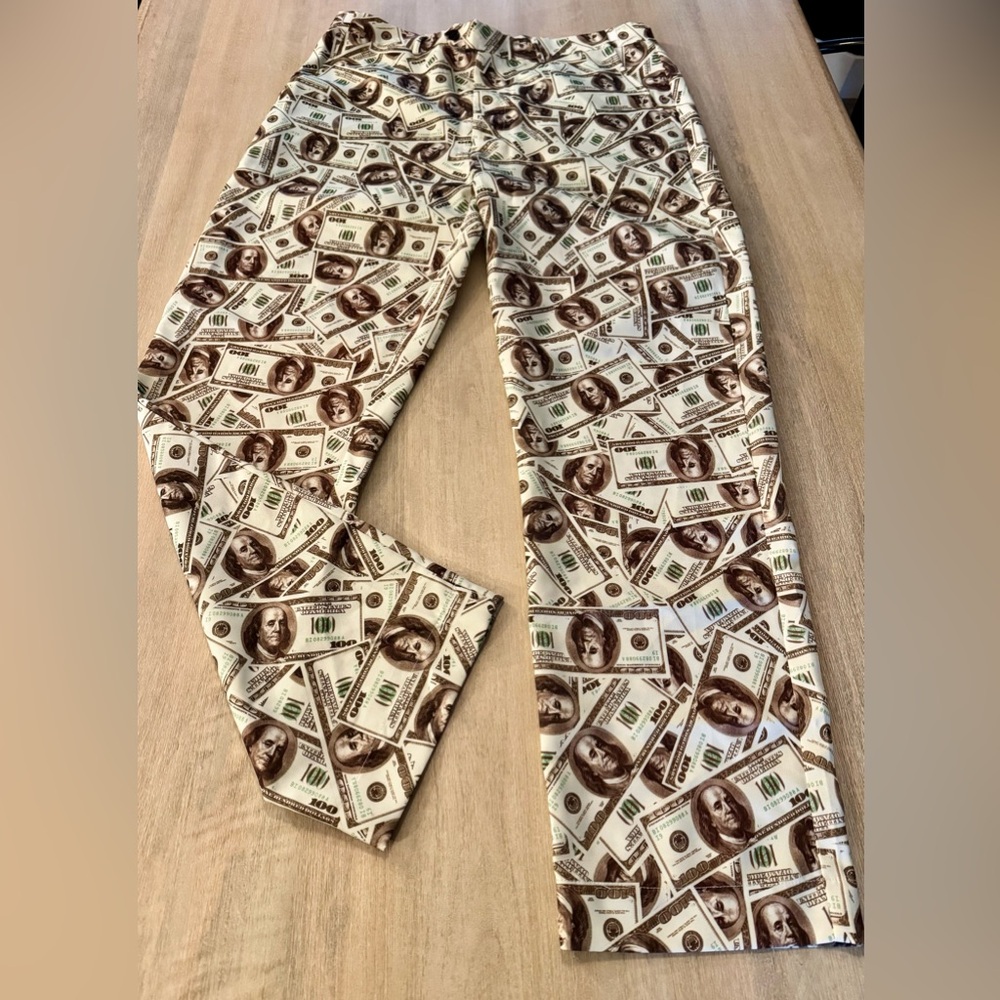 Money Print Pants by You Look Ugly Today
Size L